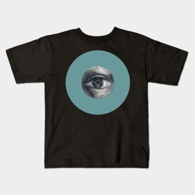 Halloween All Seeing Eye, Signs, and Omens - Teal and Black Kids T-Shirt by SwagOMart